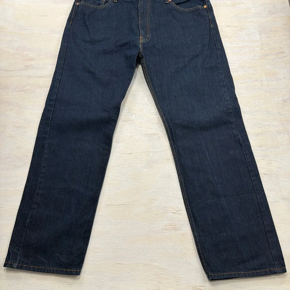 Levi's Jeans 505 Regular Fit Straight Leg Dark Wash Indigo Mens 42x32